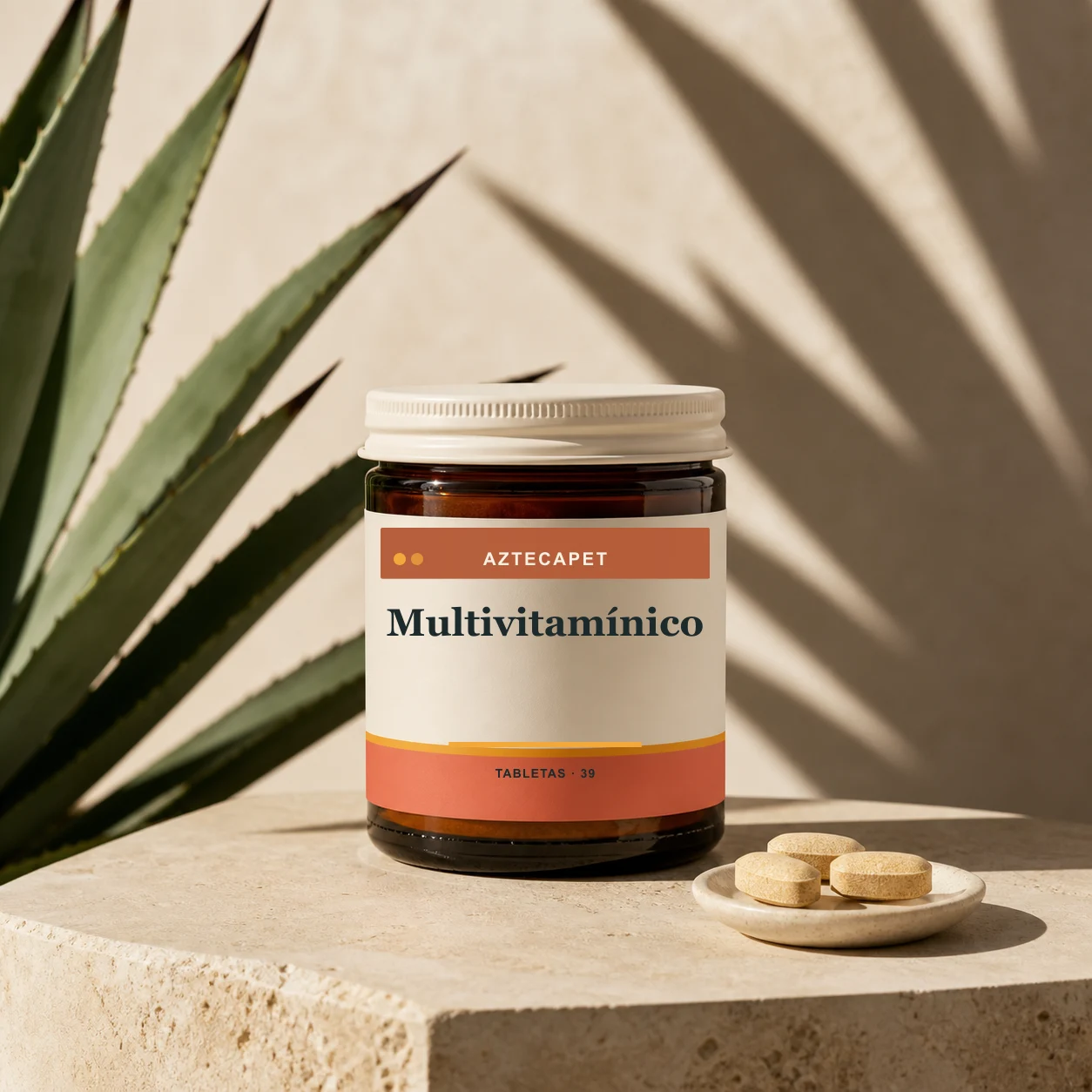 Concepto Aztecapet de multivitamínico en tableta para proyecto de marca privada